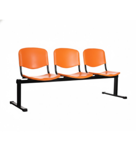 mueble de espera naranja iso plastic 3 cuerpos
